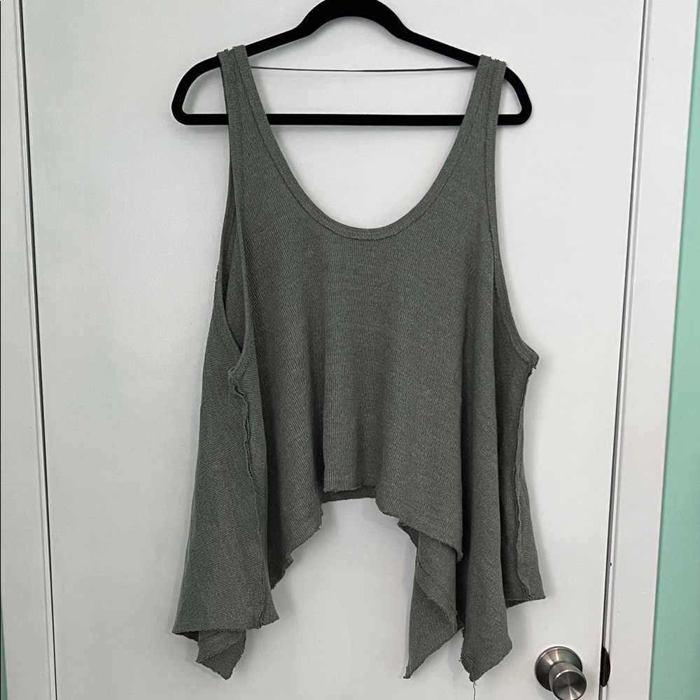 We The Free Asymmetrical Green Tank Top